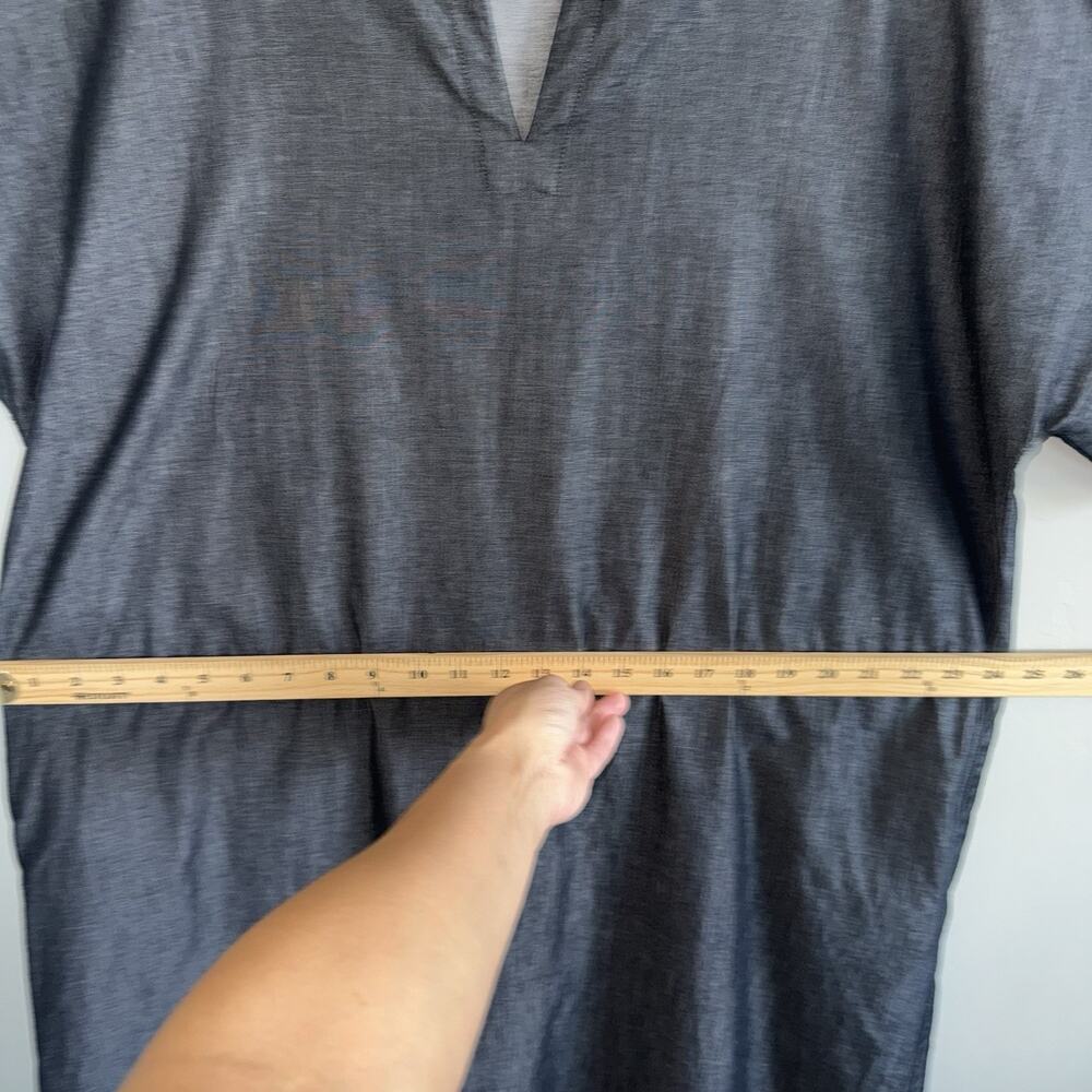 Ming Wang A Line Chambray Shift Dress Dark Denim Woman’s Sz L Cotton Gray Black - Picture 6 of 10